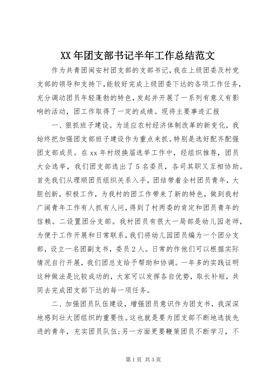 2023年团支部书记半年工作总结.docx_第1页