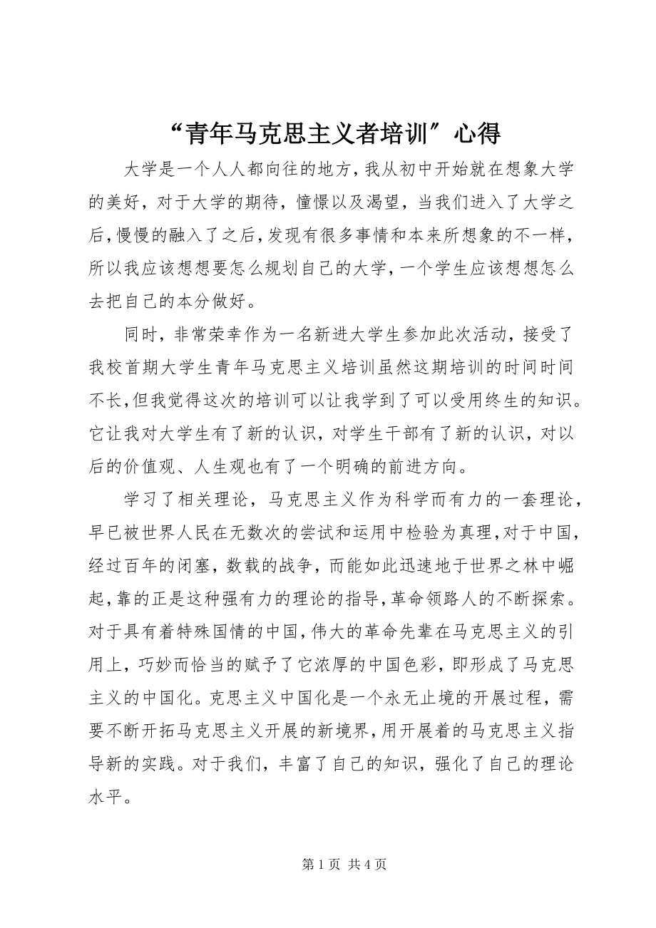 2023年青年马克思主义者培训心得.docx_第1页