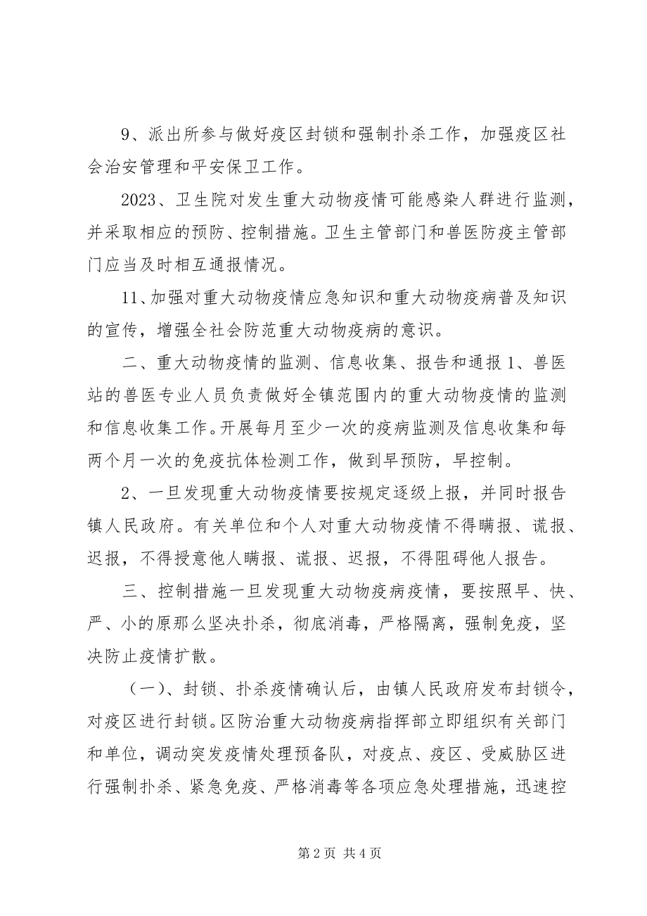 2023年河路口镇动物疫病防控工作应急预案.docx_第2页