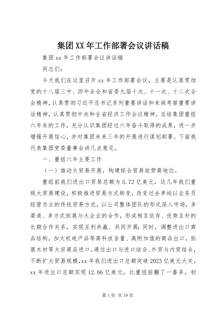 2023年集团工作部署会议致辞稿.docx_第1页