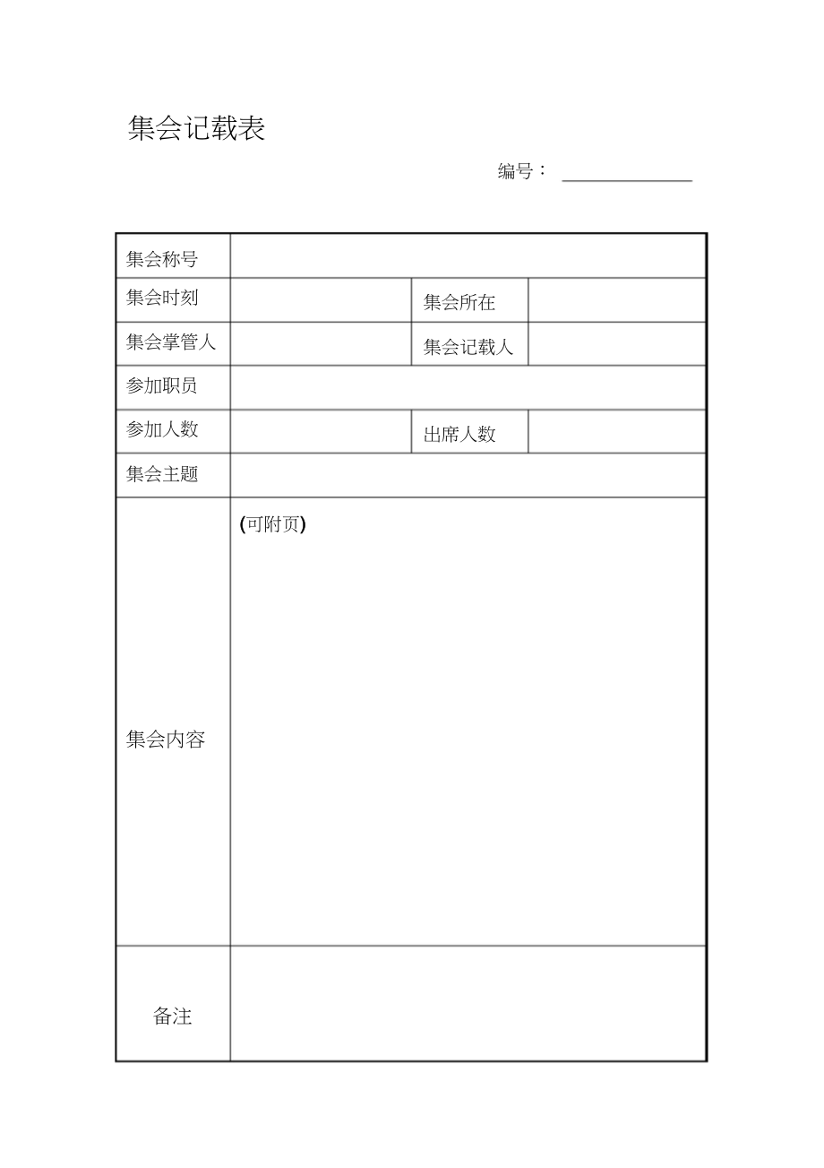 2023年会议记录表格模板.docx_第1页