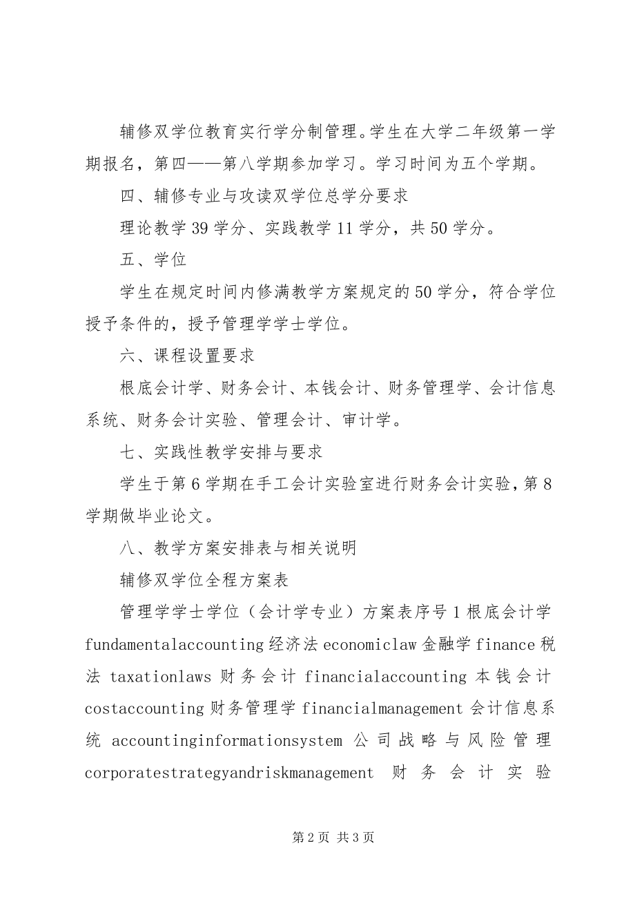 2023年湖北经济学院会计学双学位培养方案.docx_第2页