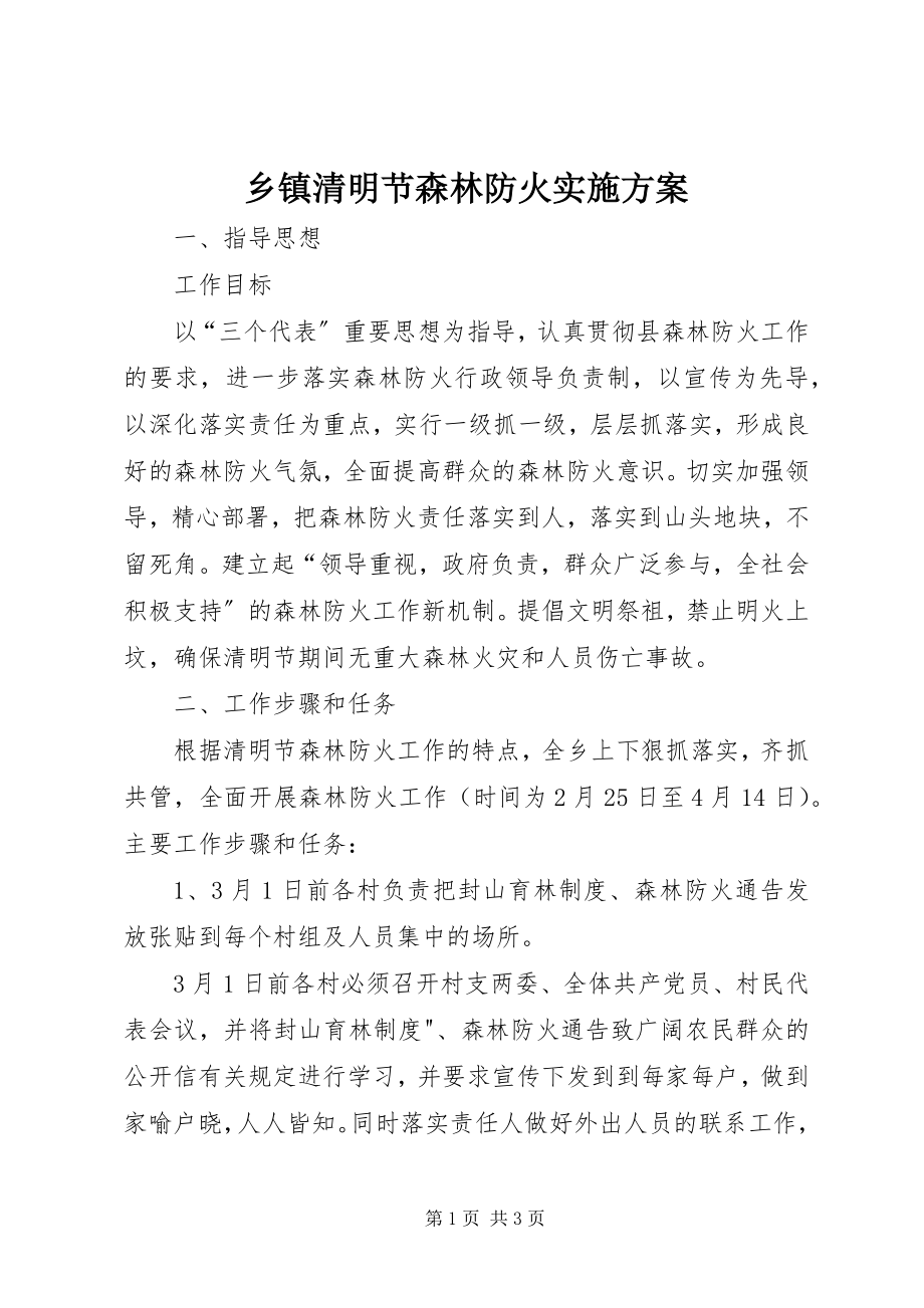 2023年乡镇清明节森林防火实施方案.docx_第1页