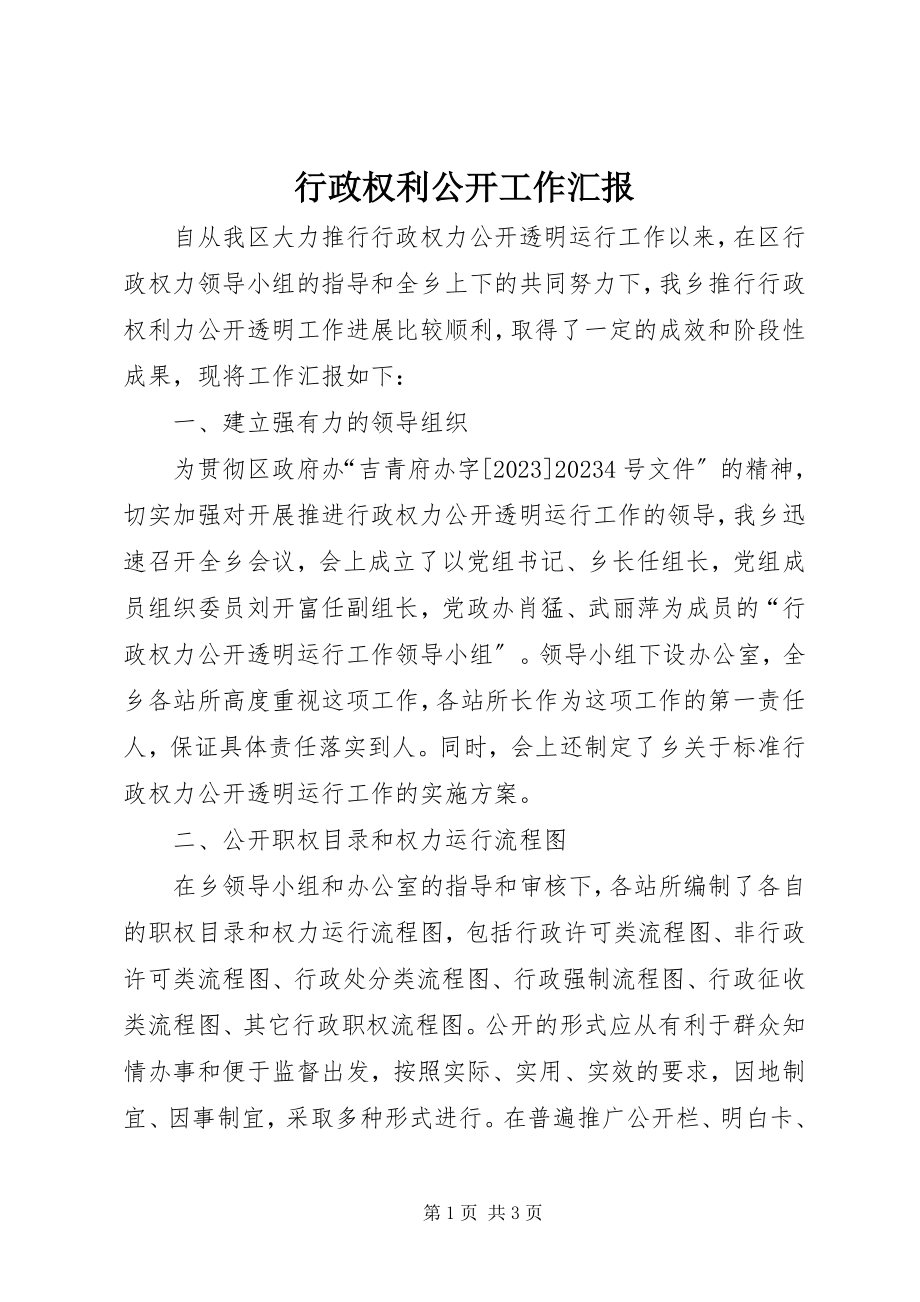 2023年行政权利公开工作汇报.docx_第1页