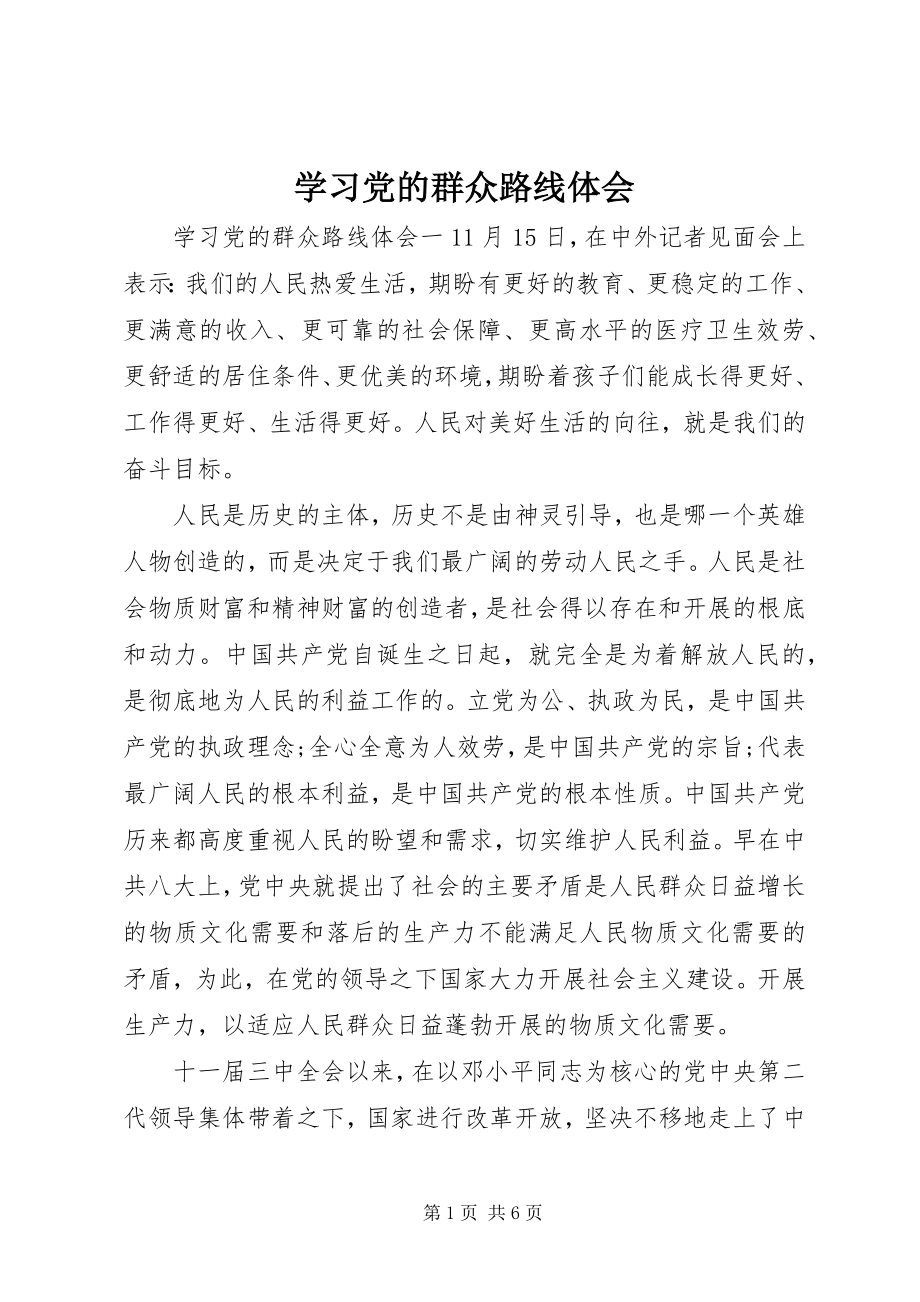 2023年学习党的群众路线体会.docx_第1页