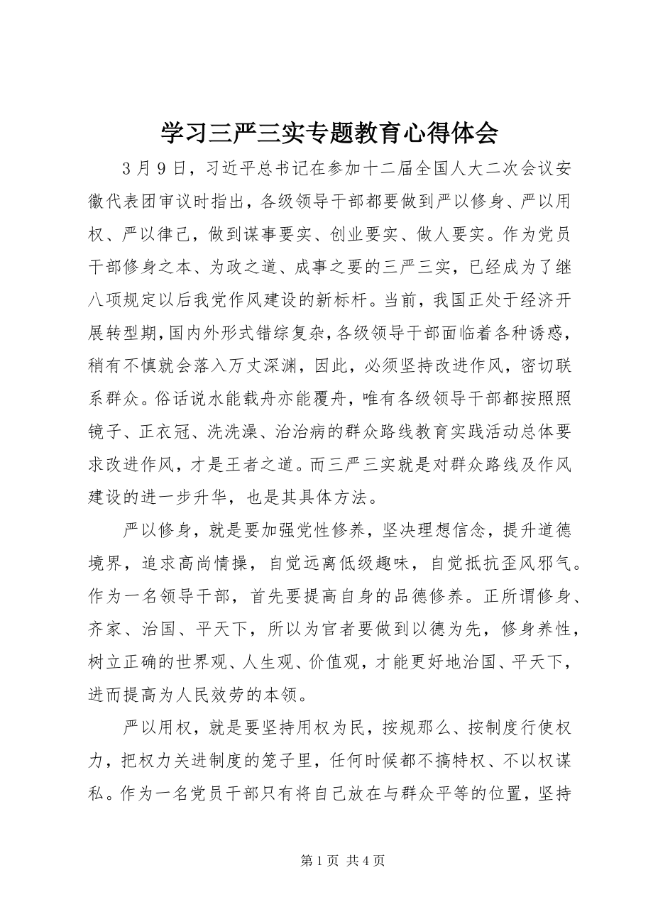 2023年学习三严三实专题教育心得体会.docx_第1页