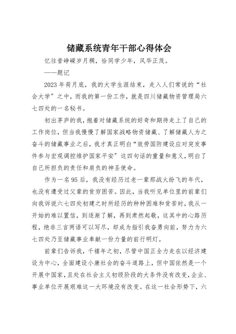 2023年储备系统青年干部心得体会.docx_第1页