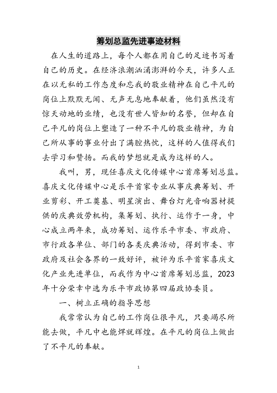 2023年策划总监先进事迹材料范文.doc_第1页