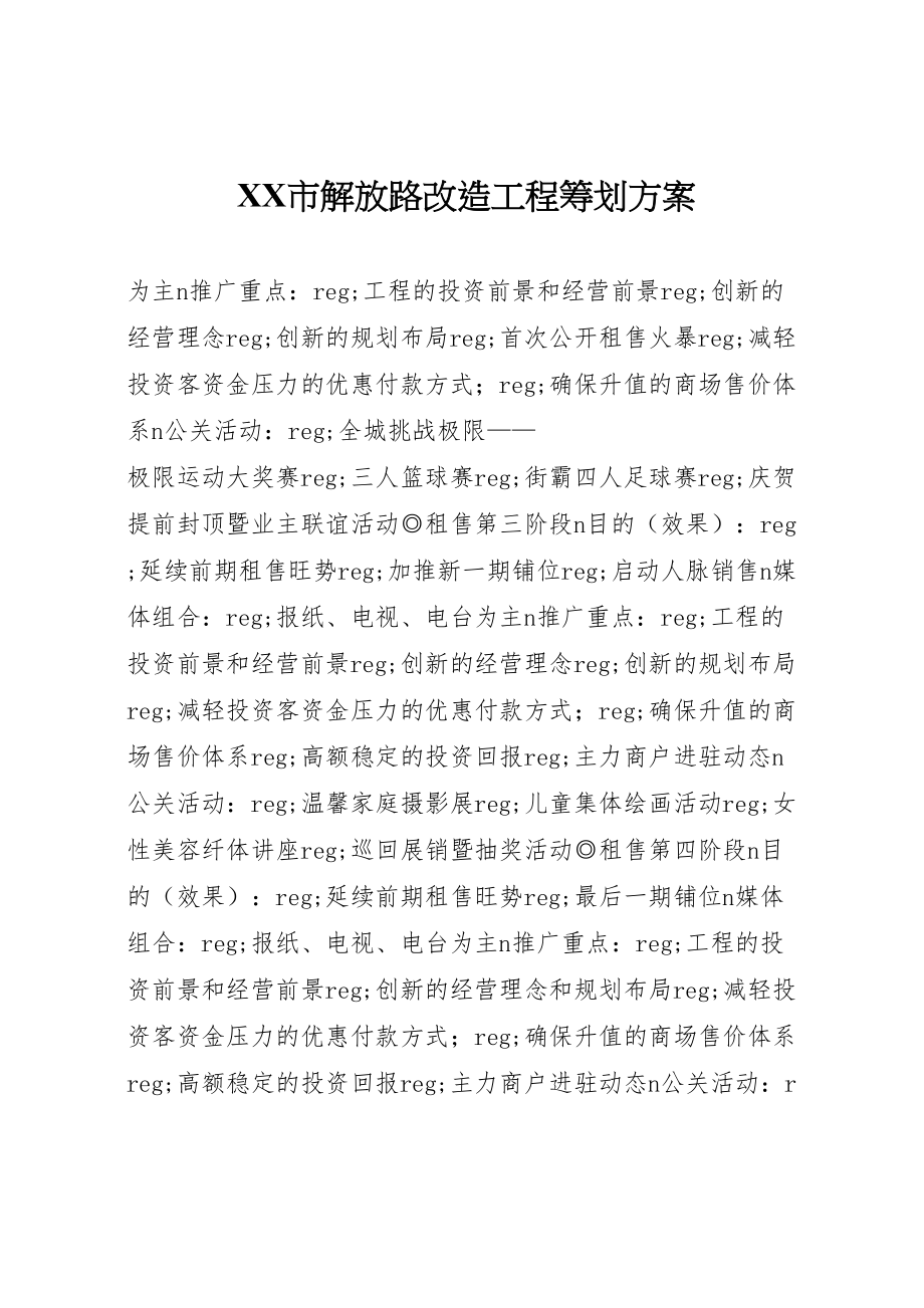 2023年市解放路改造项目策划方案 .doc_第1页