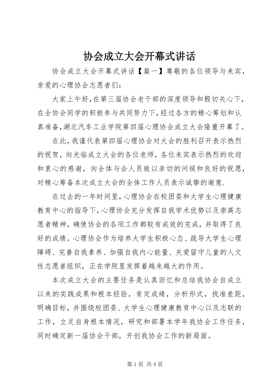 2023年协会成立大会开幕式致辞.docx_第1页