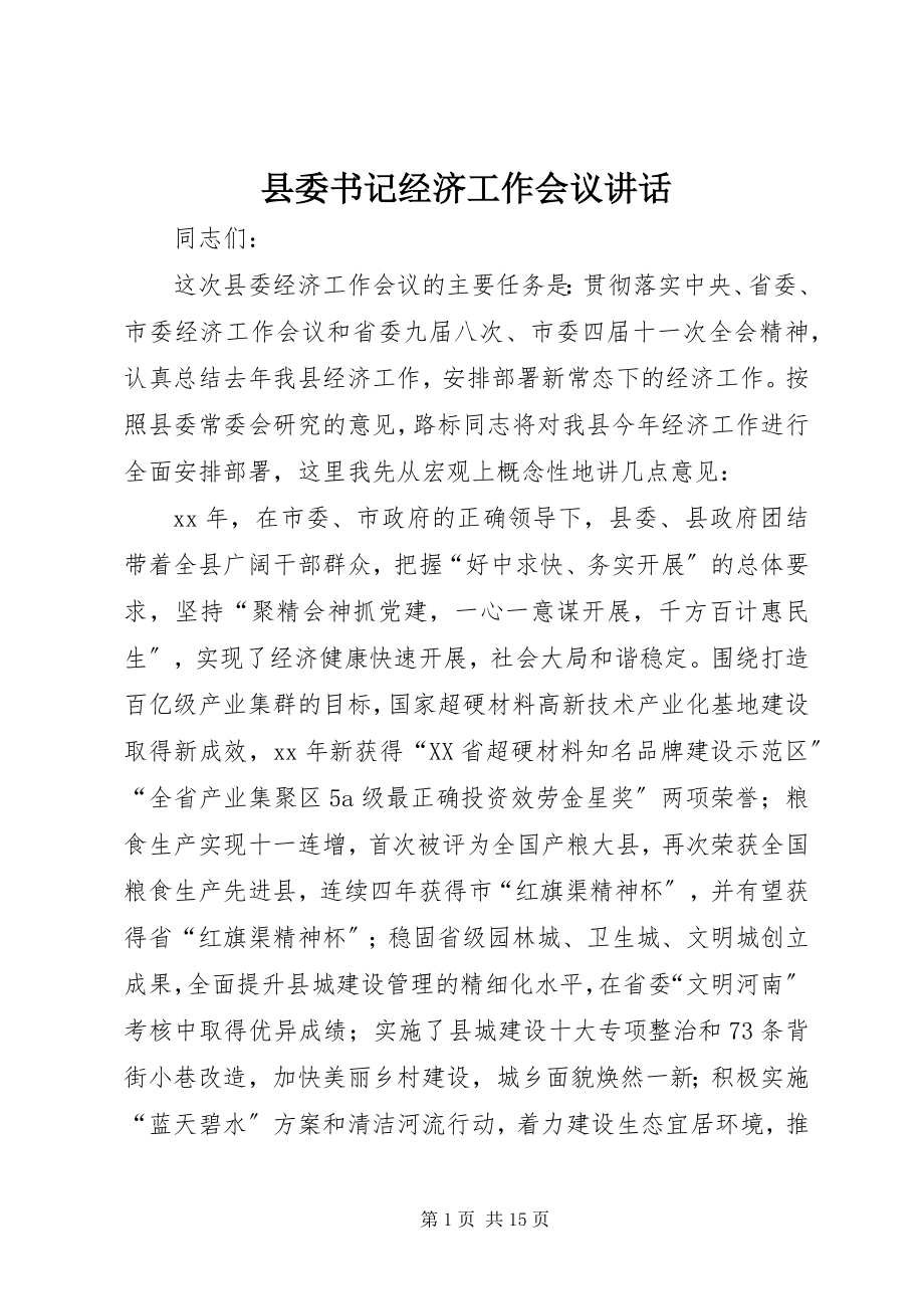 2023年县委书记经济工作会议致辞.docx_第1页