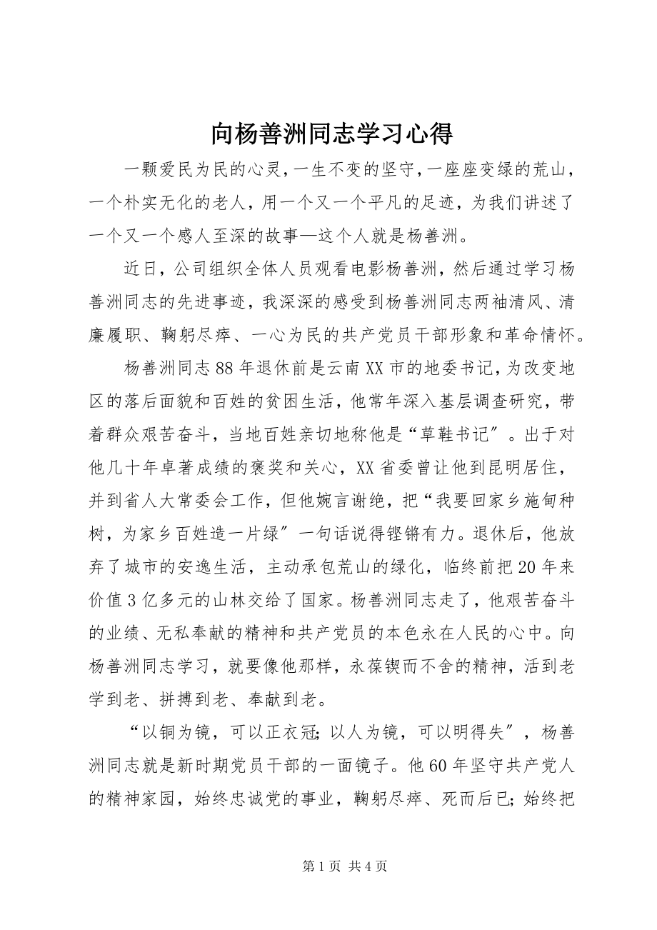 2023年向杨善洲同志学习心得.docx_第1页