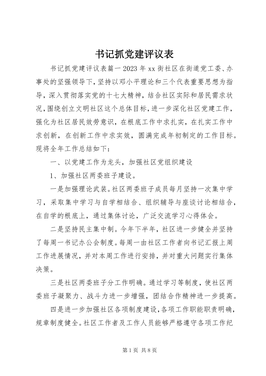 2023年书记抓党建评议表.docx_第1页