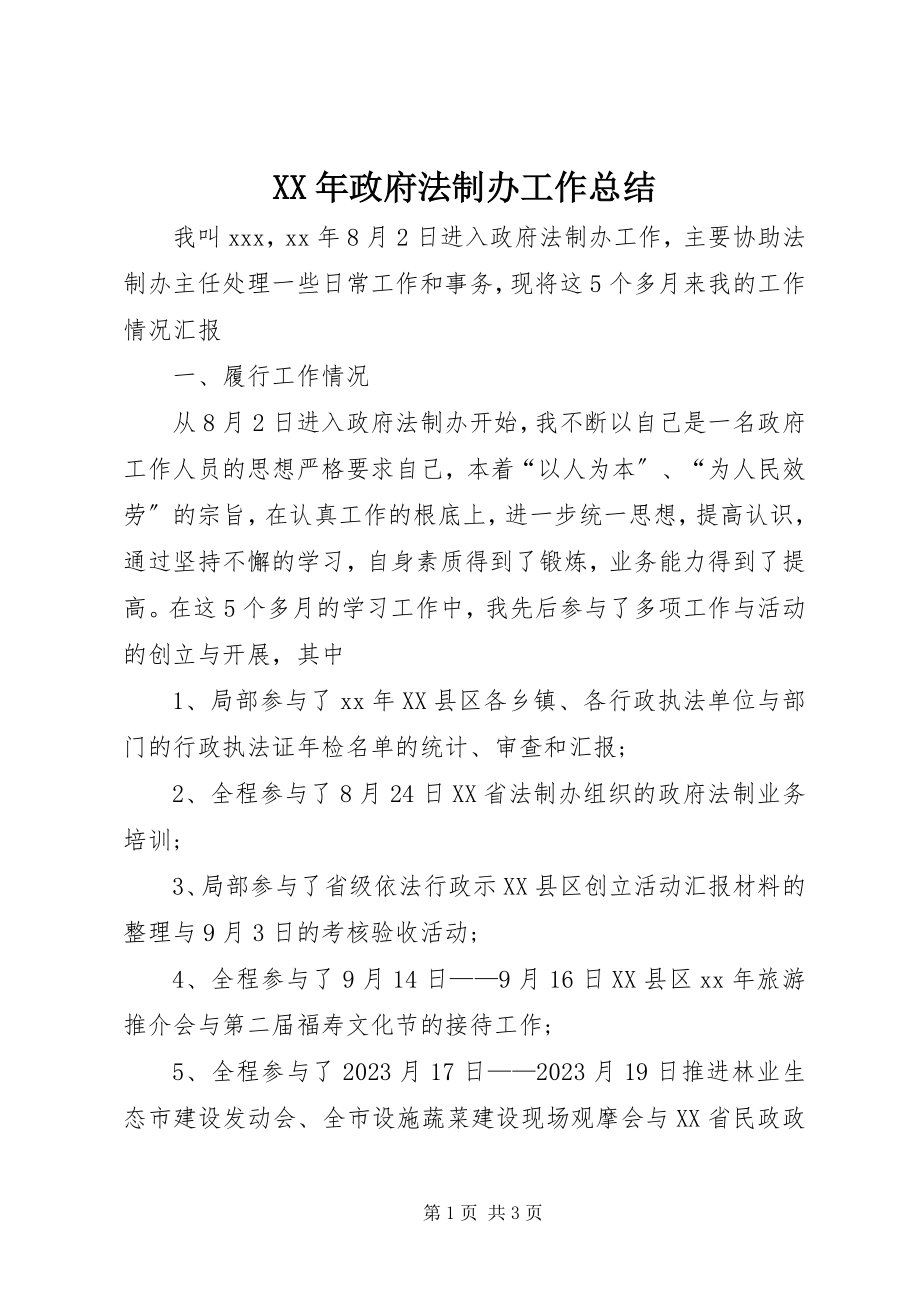 2023年政府法制办工作总结.docx_第1页