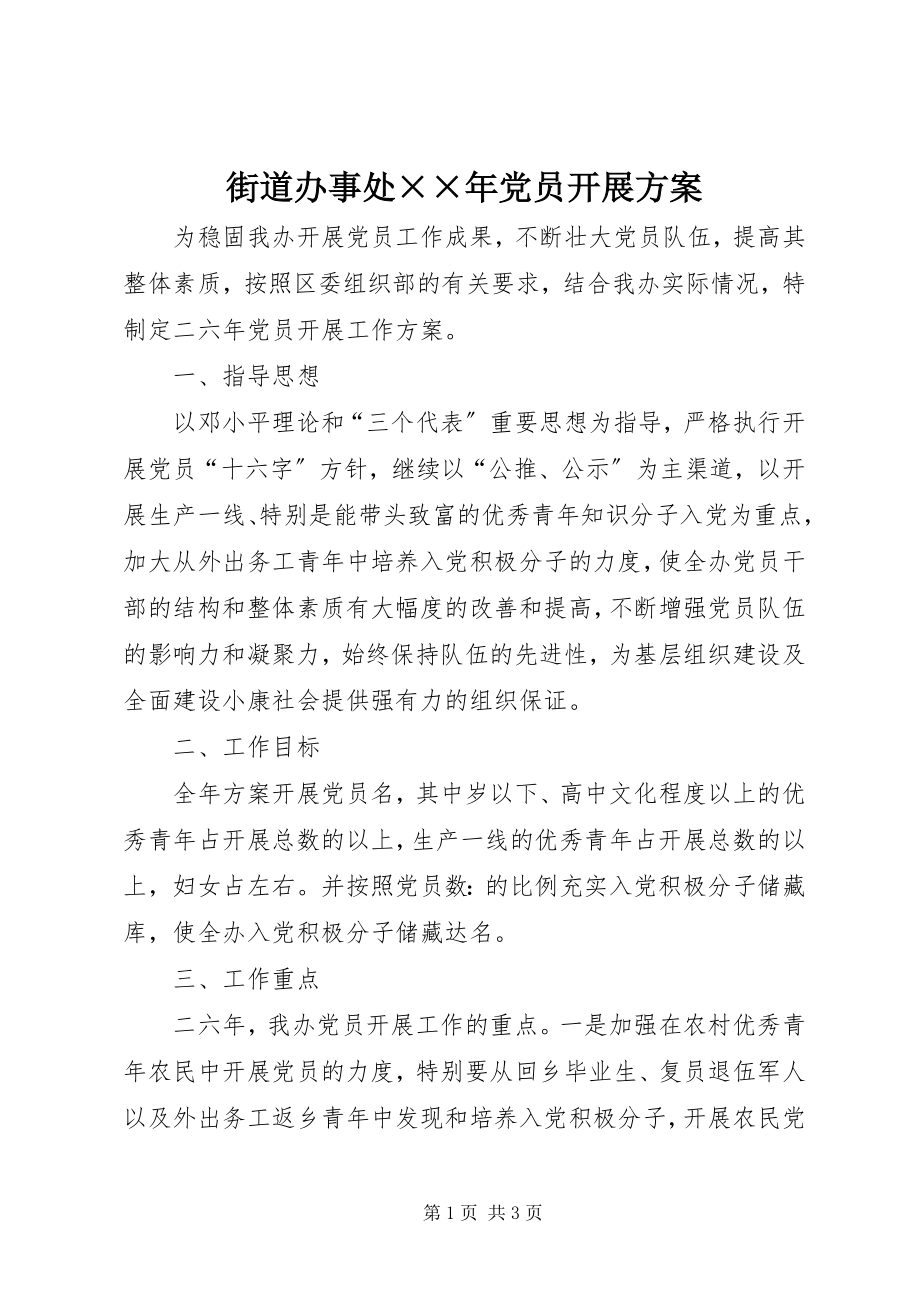 2023年街道办事处××党员发展计划.docx_第1页