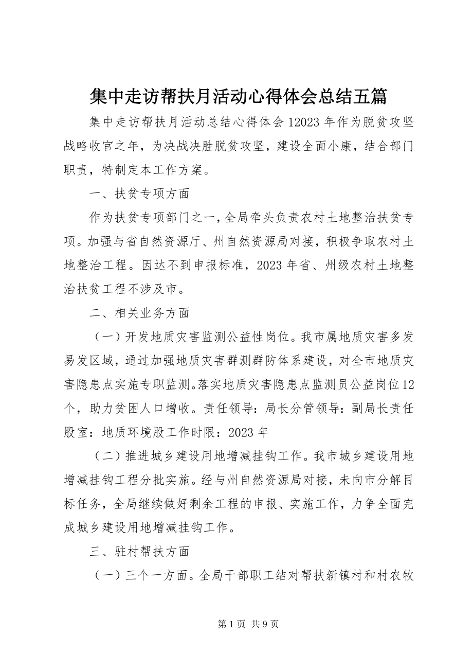 2023年集中走访帮扶月活动心得体会总结五篇.docx_第1页