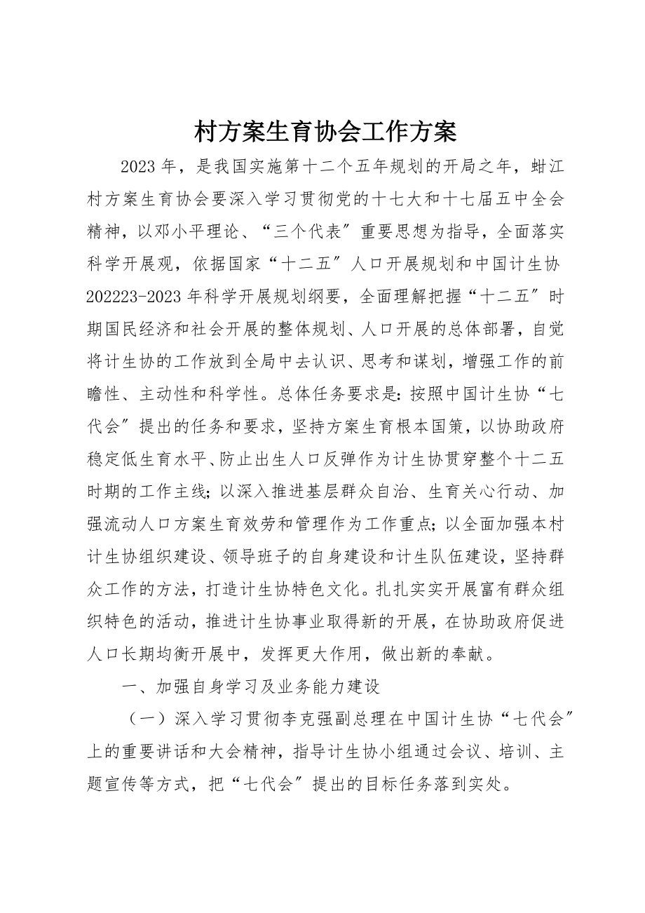 2023年村计划生育协会工作计划新编.docx_第1页