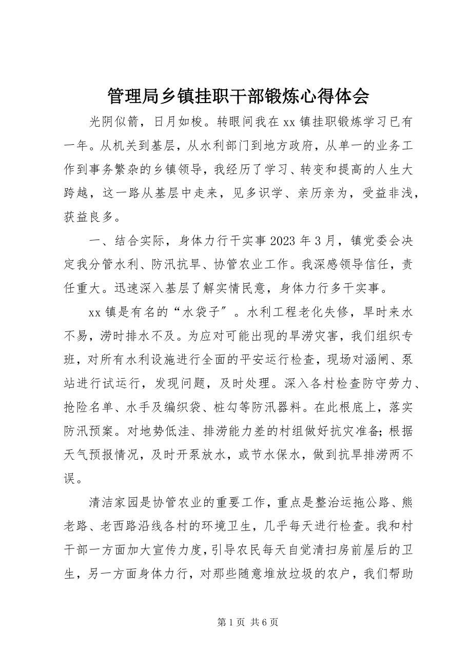 2023年管理局乡镇挂职干部锻炼心得体会.docx_第1页