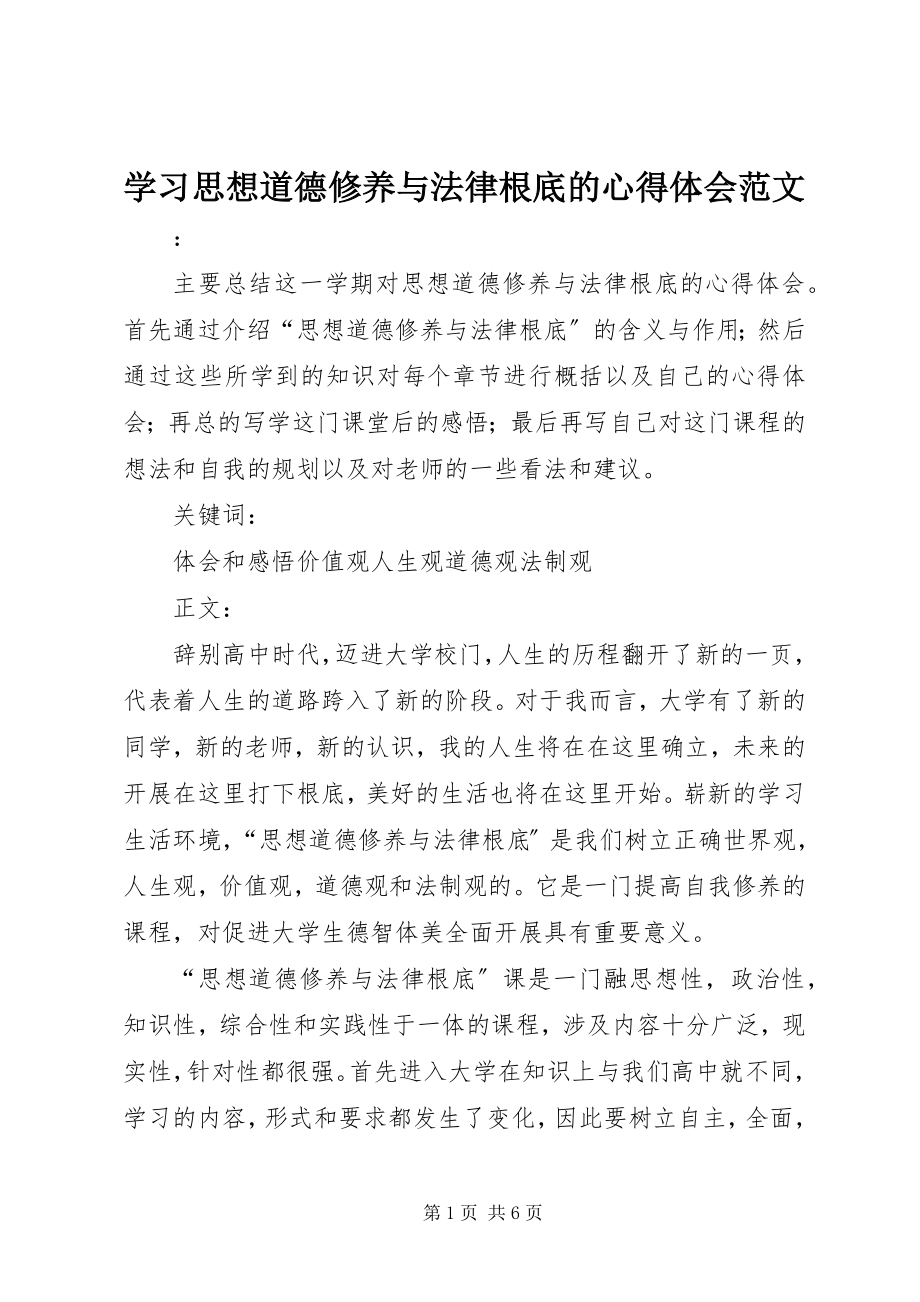 2023年学习思想道德修养与法律基础的心得体会2.docx_第1页