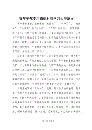 2023年青年干部学习修炼材料学习心得.docx