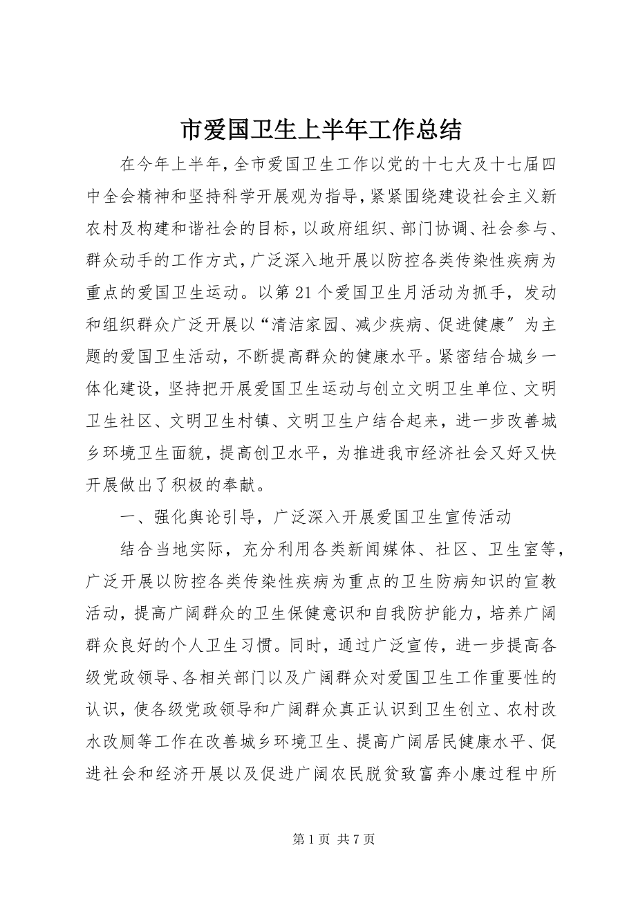 2023年市爱国卫生上半年工作总结.docx_第1页