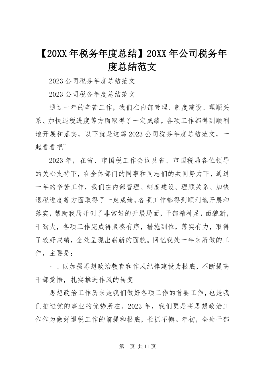 2023年税务年度总结公司税务年度总结范文.docx_第1页