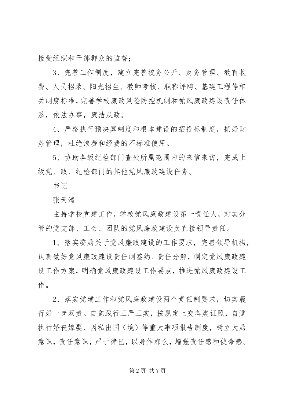 2023年中学领导班子成员党风廉政建设责任分工计划.docx_第2页