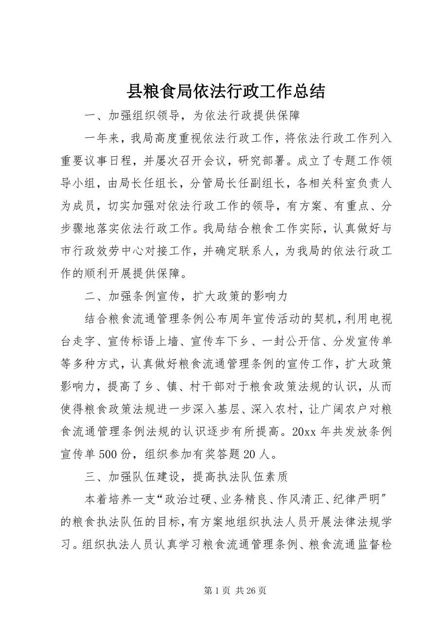 2023年县粮食局依法行政工作总结.docx_第1页