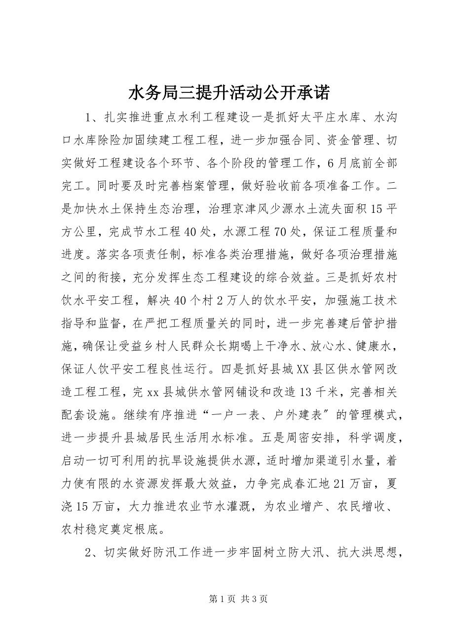 2023年水务局三提升活动公开承诺.docx_第1页