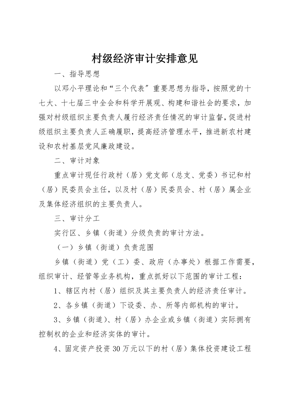 2023年村级经济审计安排意见新编.docx_第1页