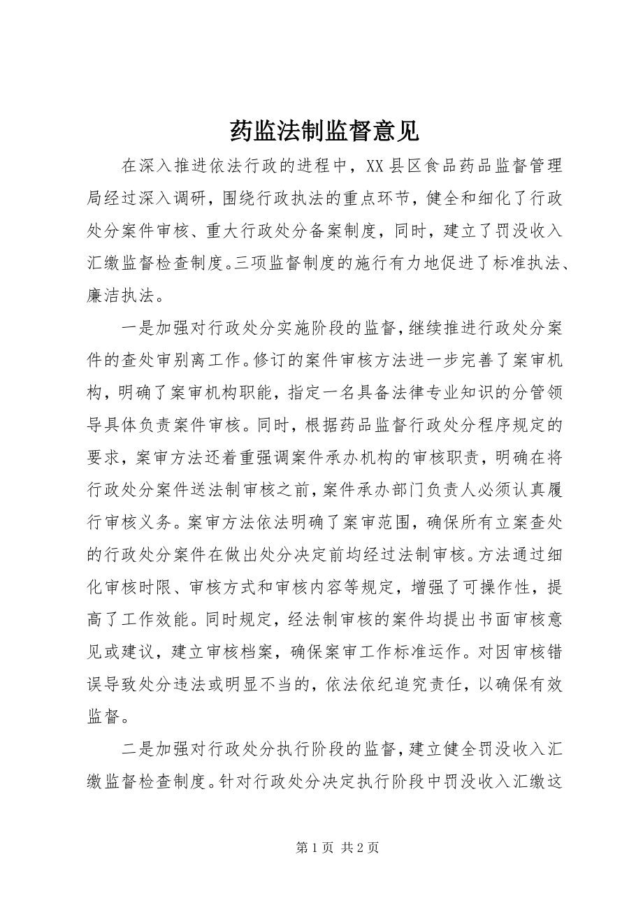 2023年药监法制监督意见.docx_第1页