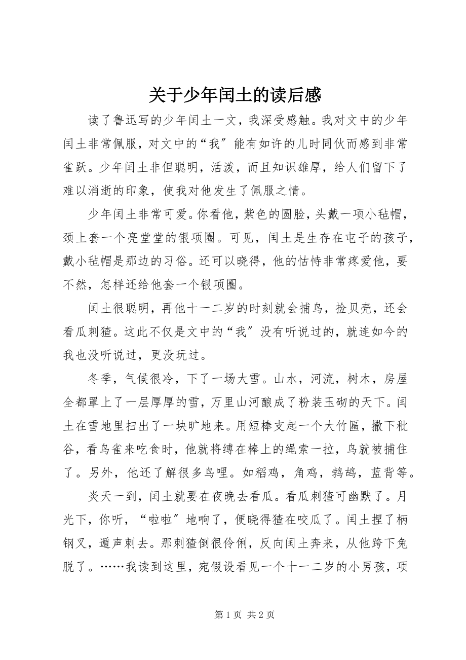 2023年少闰土的读后感.docx_第1页