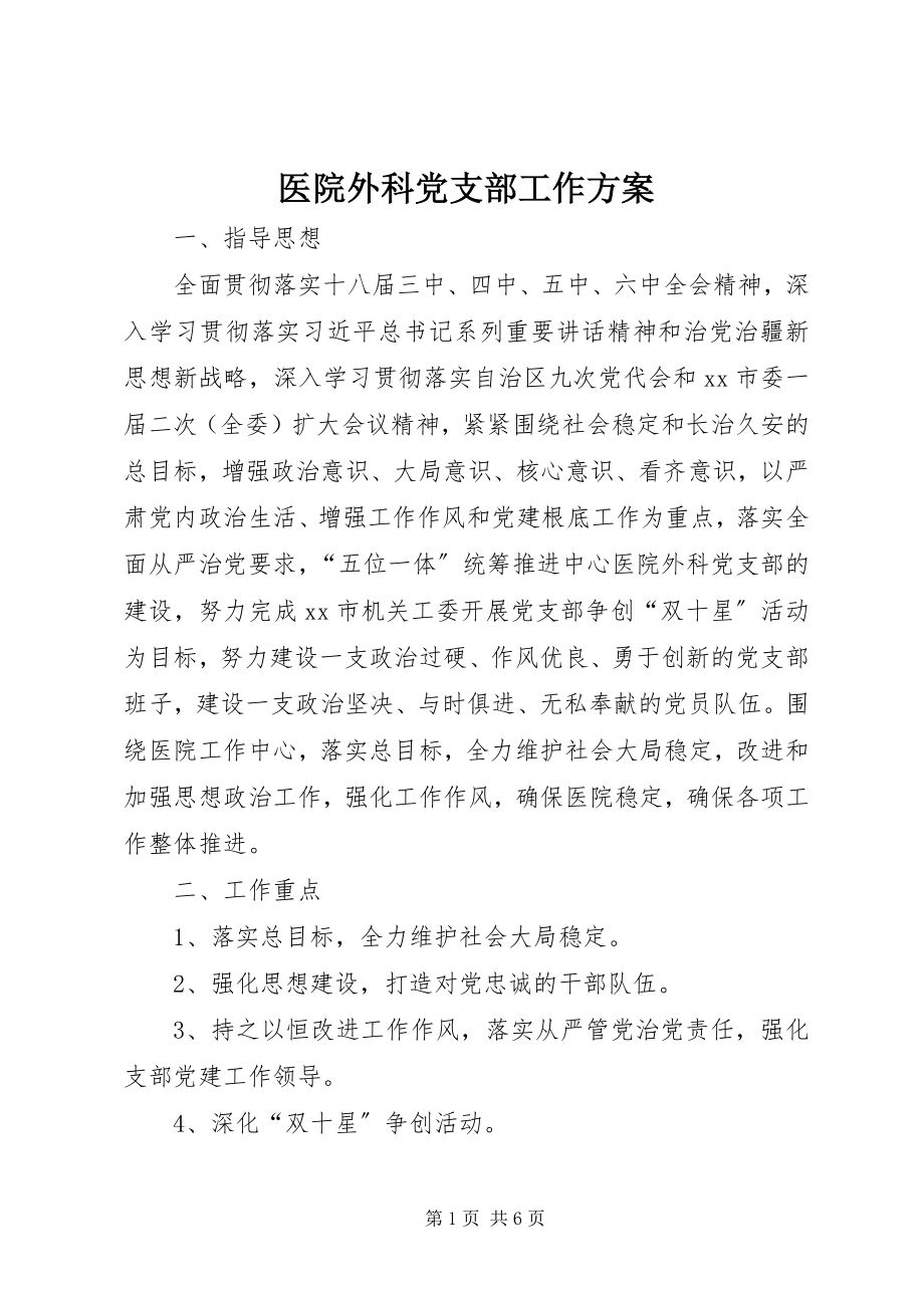 2023年医院外科党支部工作计划.docx_第1页