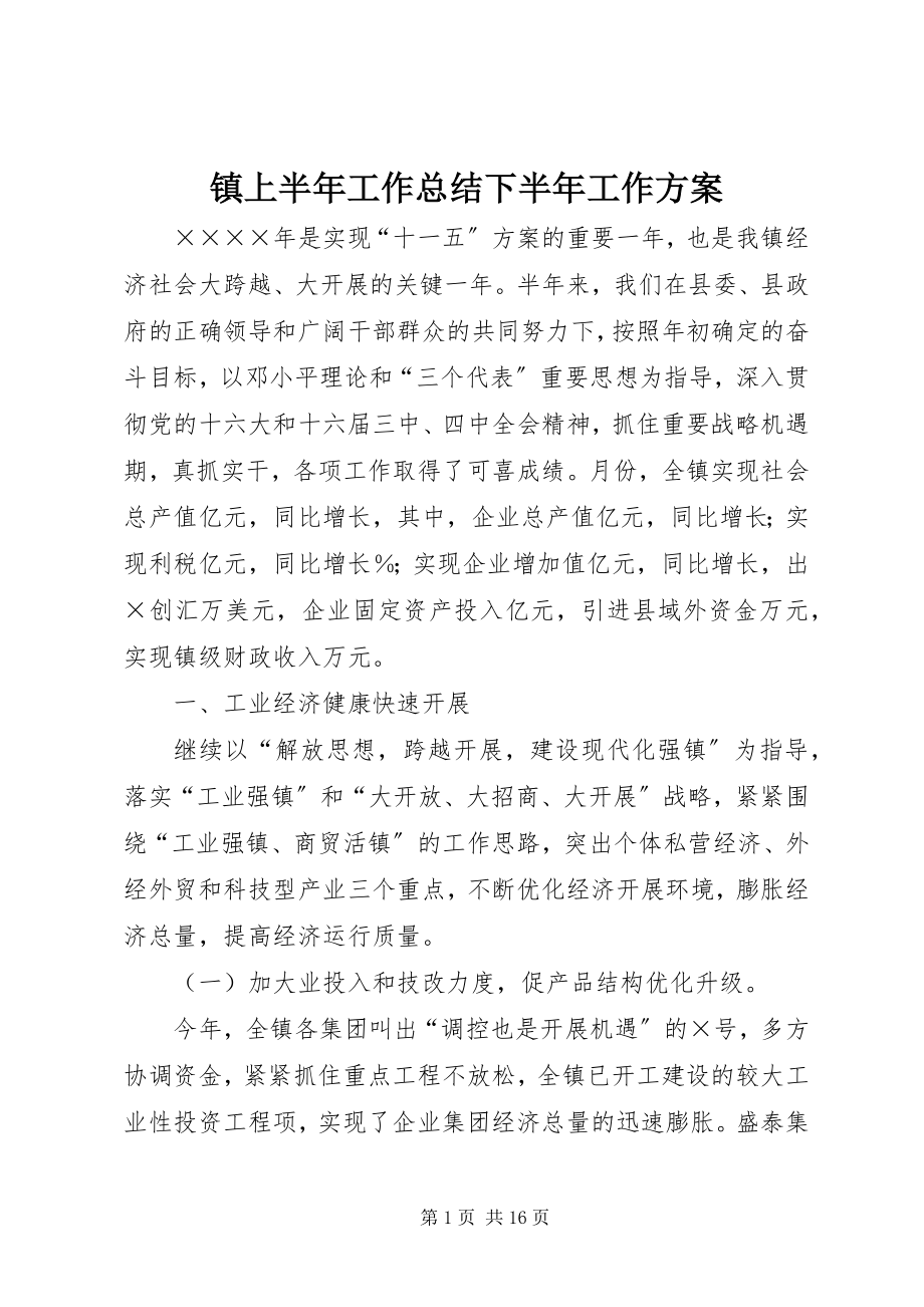 2023年镇上半年工作总结下半年工作计划.docx_第1页