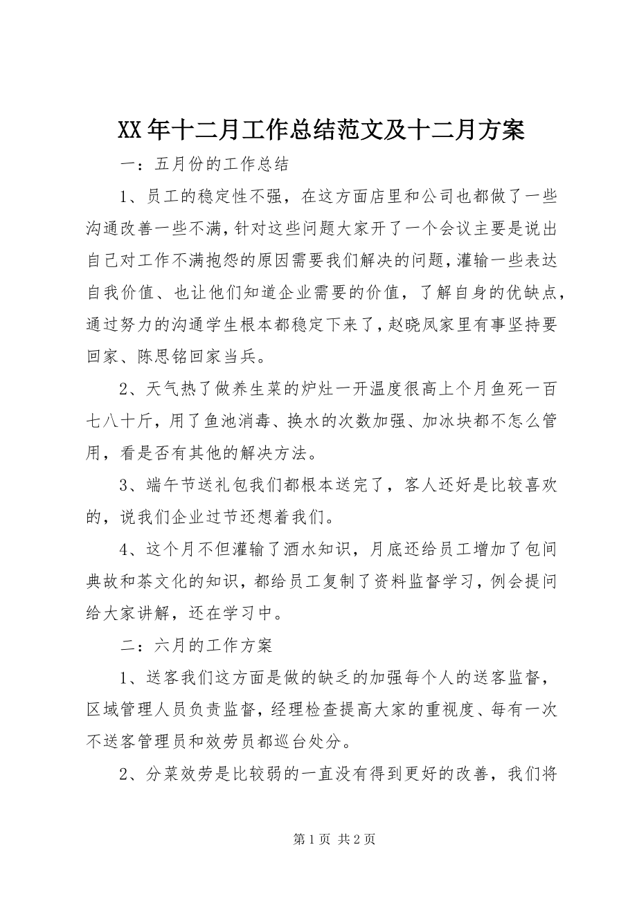 2023年十二月工作总结及十二月计划.docx_第1页