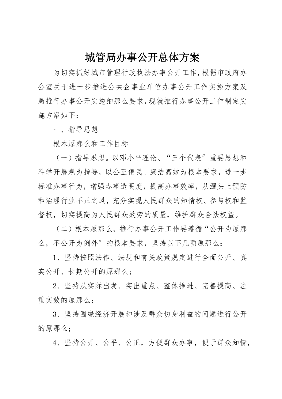 2023年城管局办事公开总体方案.docx_第1页