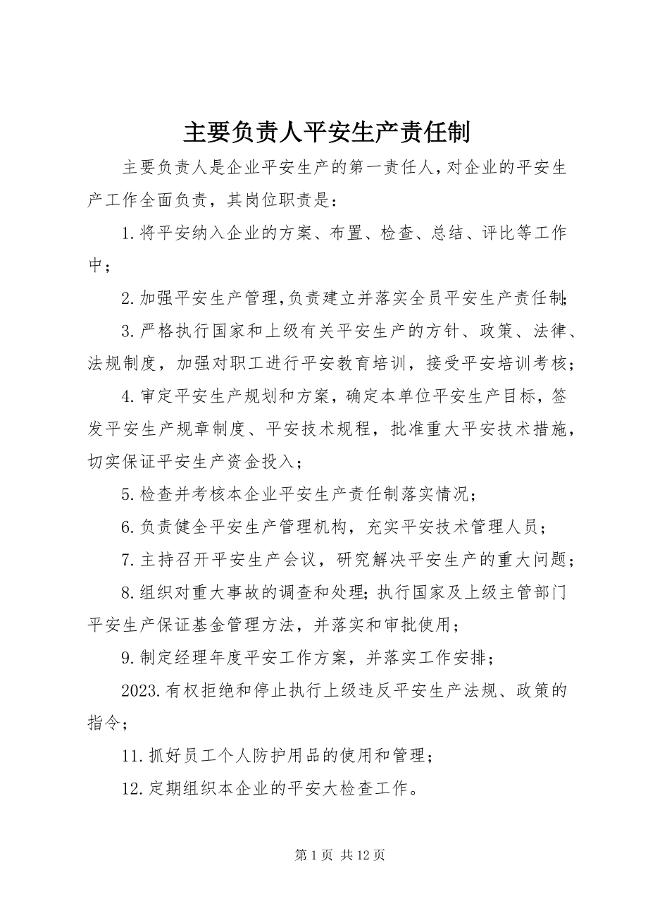 2023年主要负责人安全生产责任制.docx_第1页