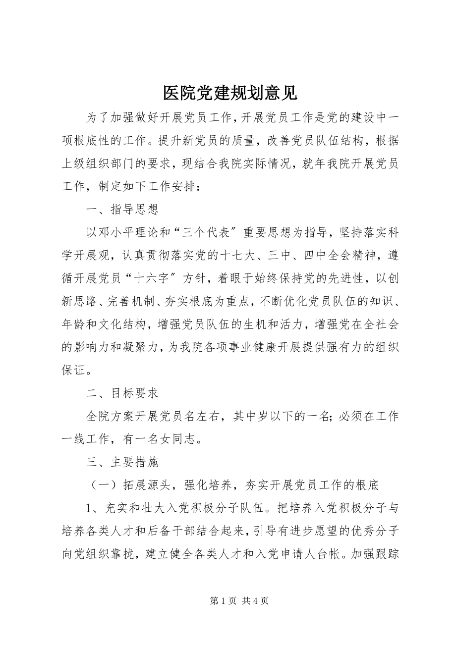 2023年医院党建规划意见.docx_第1页