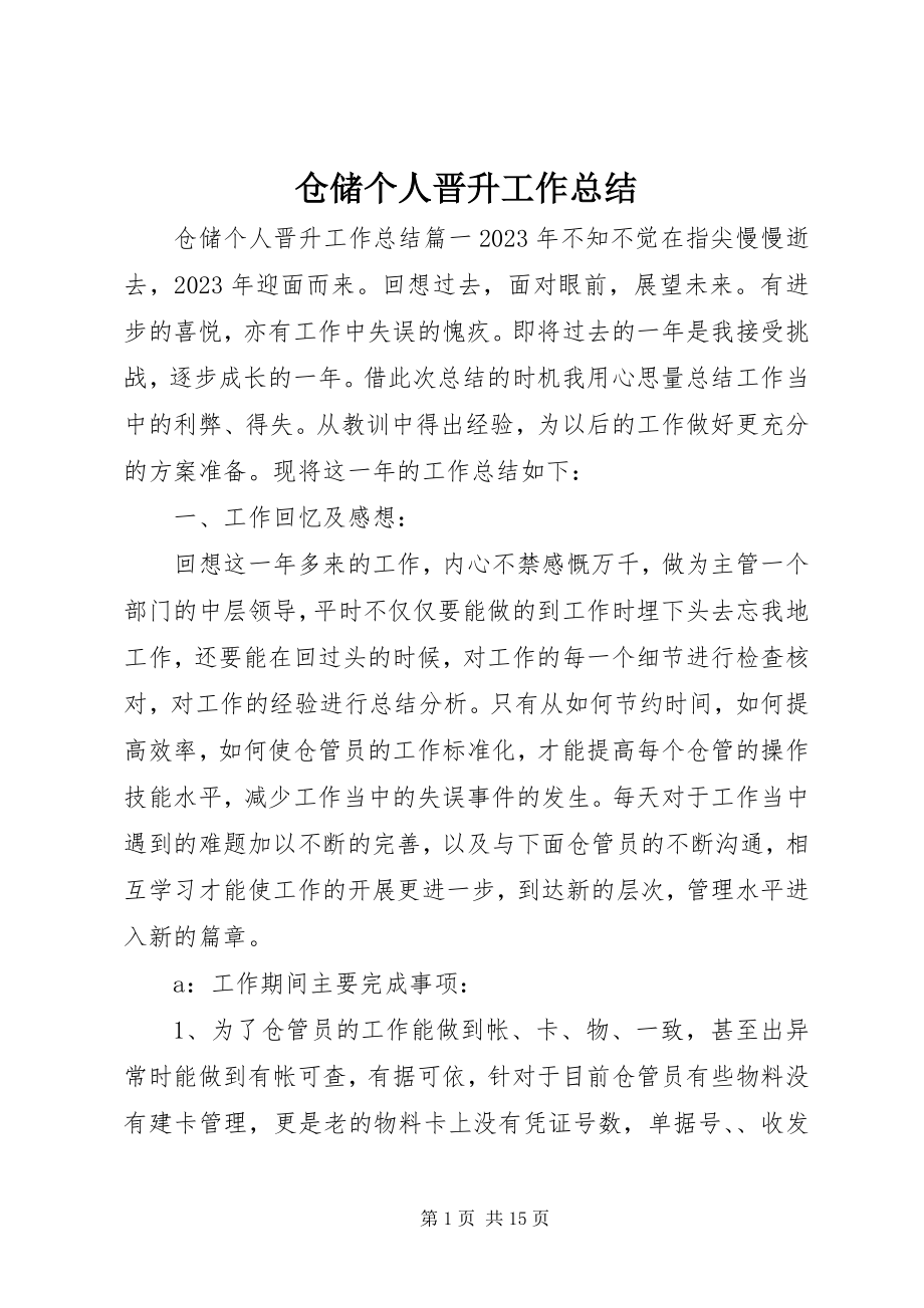 2023年仓储个人晋升工作总结新编.docx_第1页