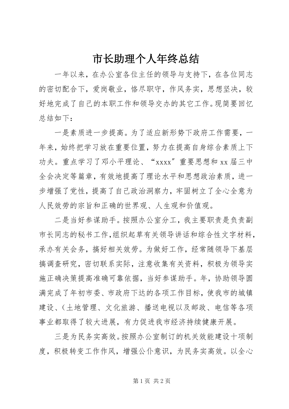 2023年市长助理个人年终总结.docx_第1页