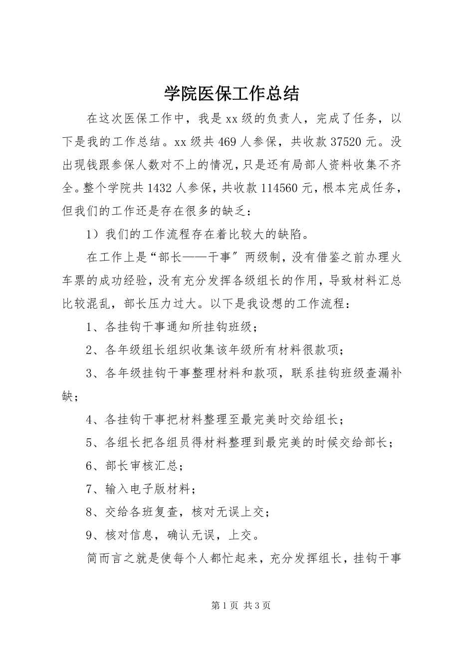 2023年学院医保工作总结.docx_第1页