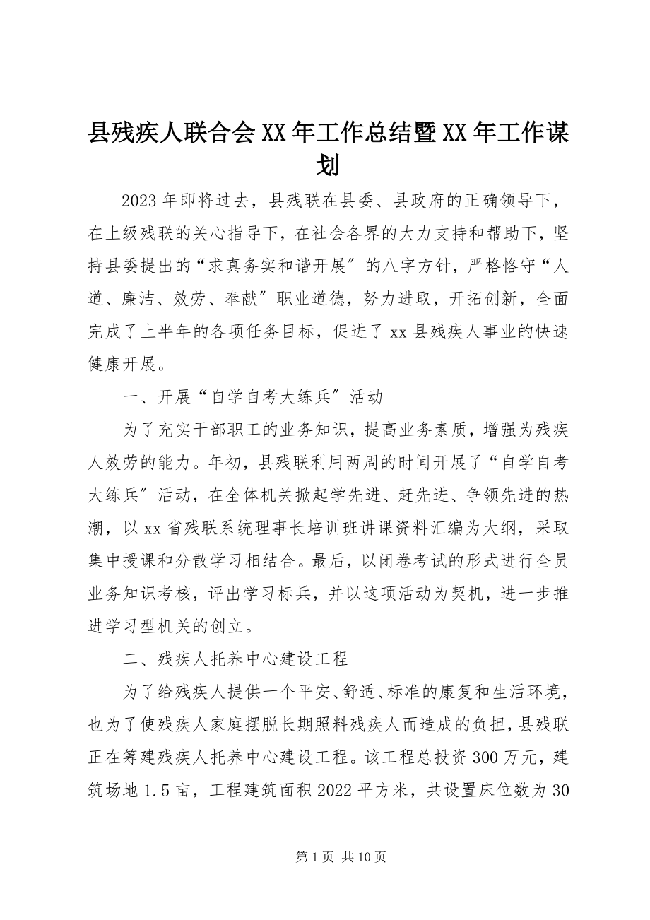 2023年县残疾人联合会工作总结暨工作谋划.docx_第1页