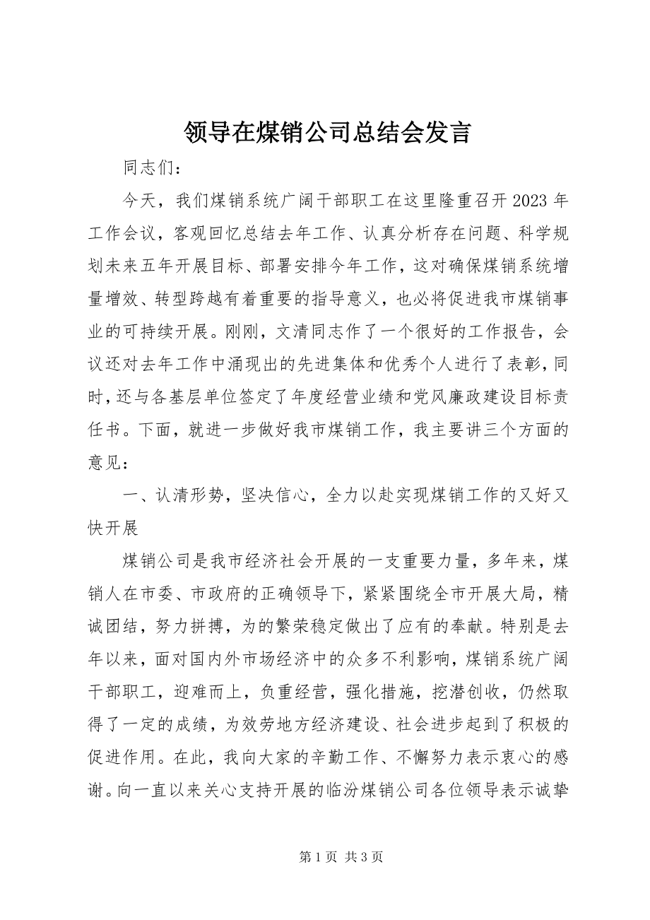 2023年领导在煤销公司总结会讲话.docx_第1页