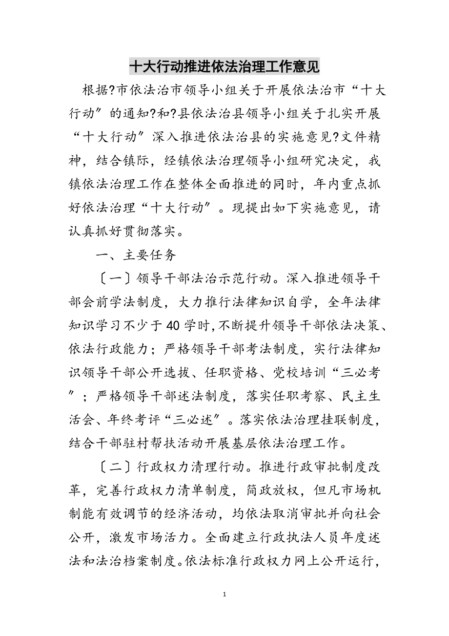 2023年十大行动推进依法治理工作意见范文.doc_第1页