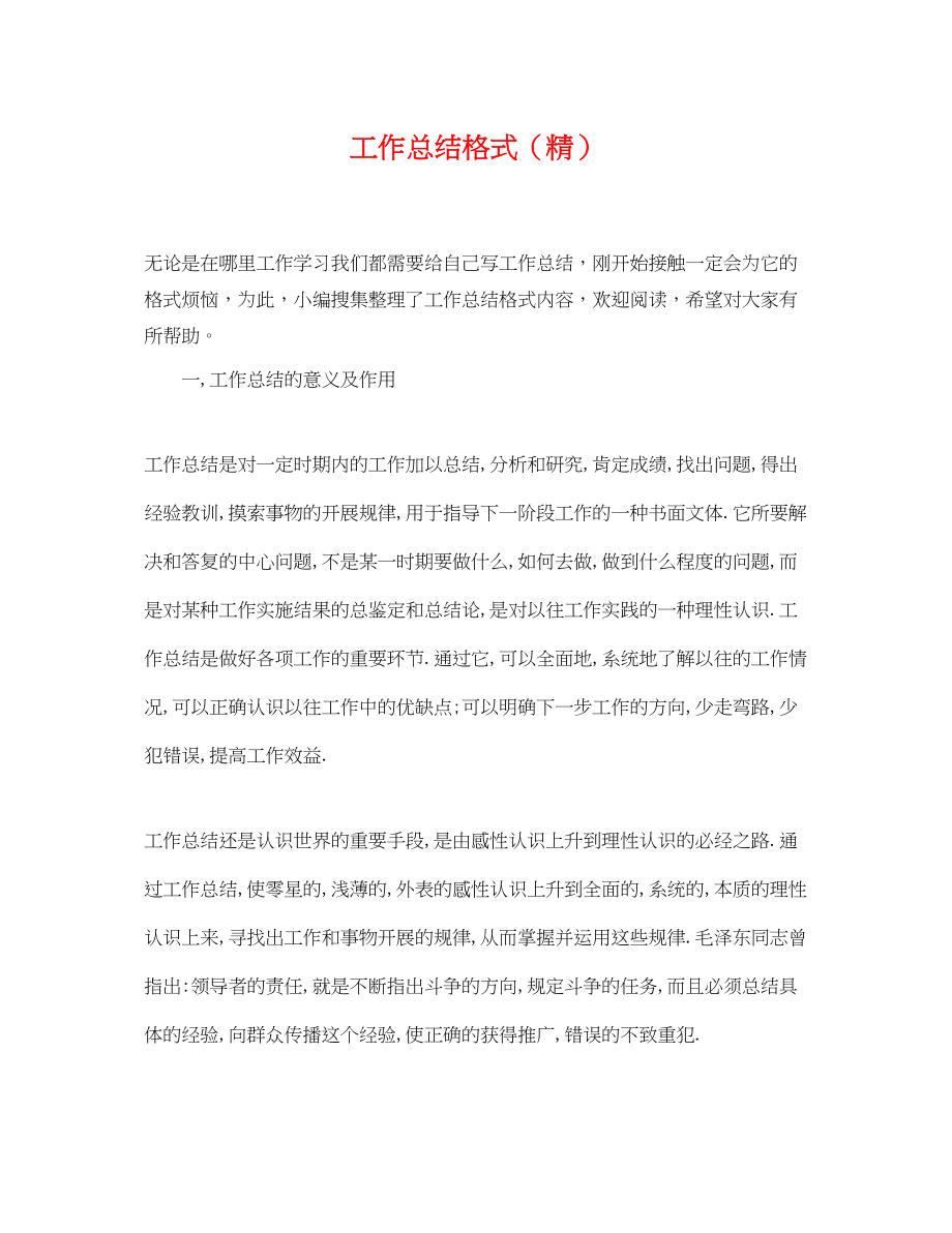 2023年工作总结格式精.docx_第1页