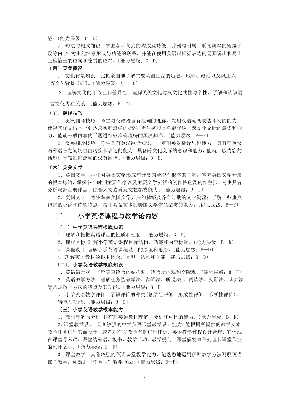 2023年浙江省中小学教师录用考试小学英语学科考试说明[1].doc_第3页