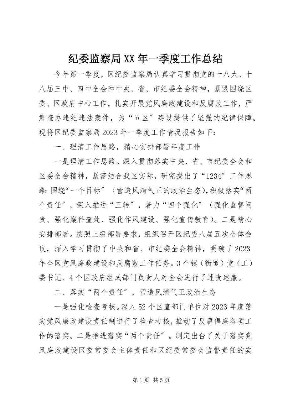 2023年纪委监察局一季度工作总结.docx_第1页