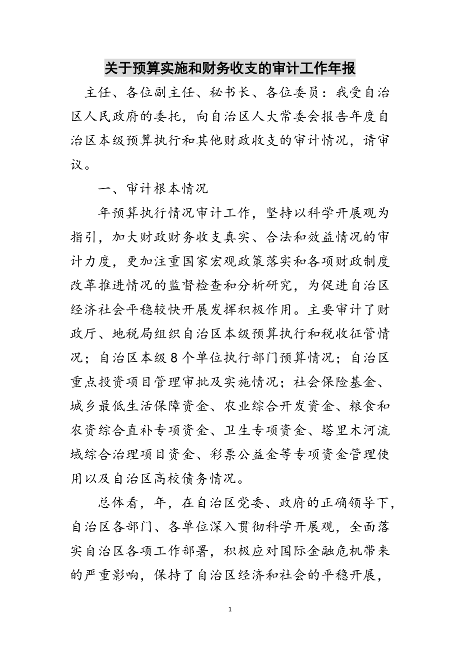 2023年关于预算实施和财务收支的审计工作年报范文.doc_第1页