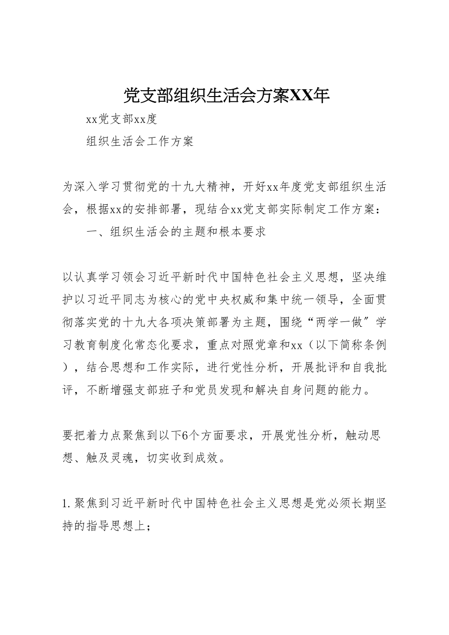 2023年党支部组织生活会方案年 .doc_第1页