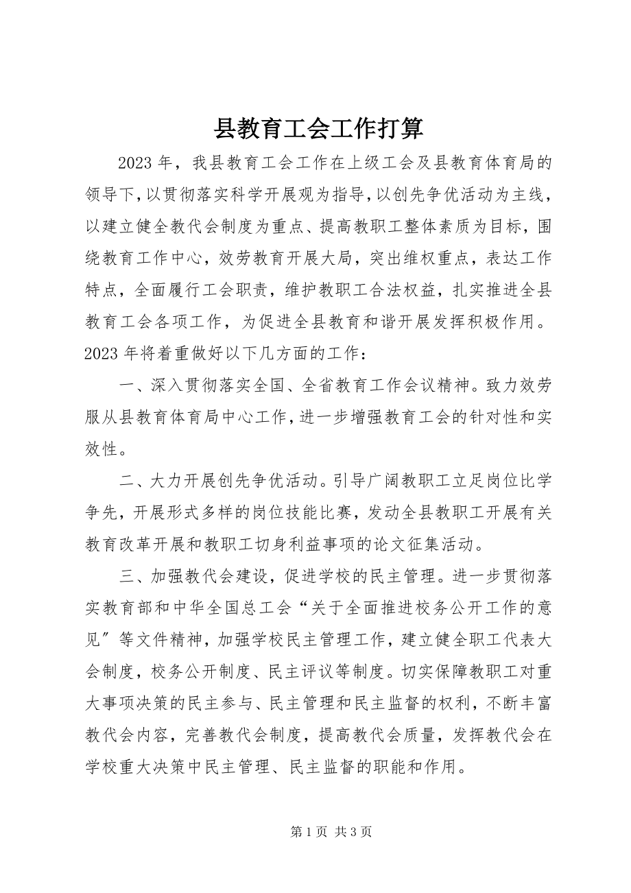 2023年县教育工会工作打算.docx_第1页